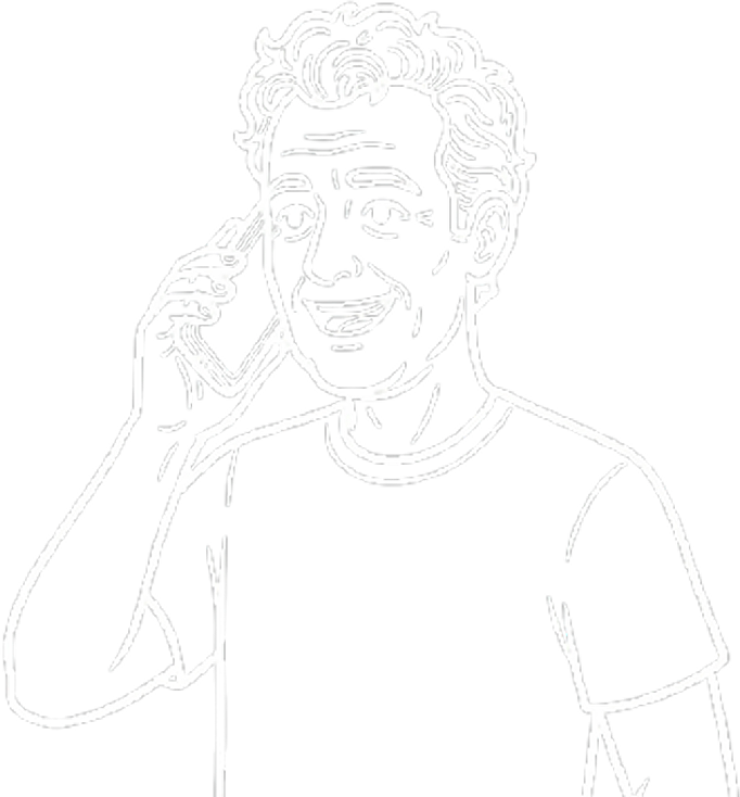 A person smiling on the phone