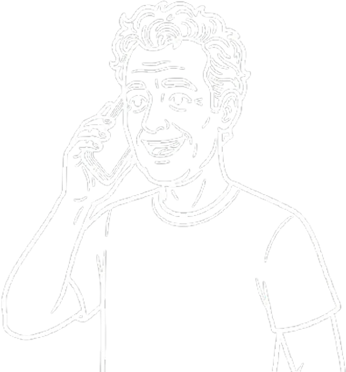 A person smiling on the phone