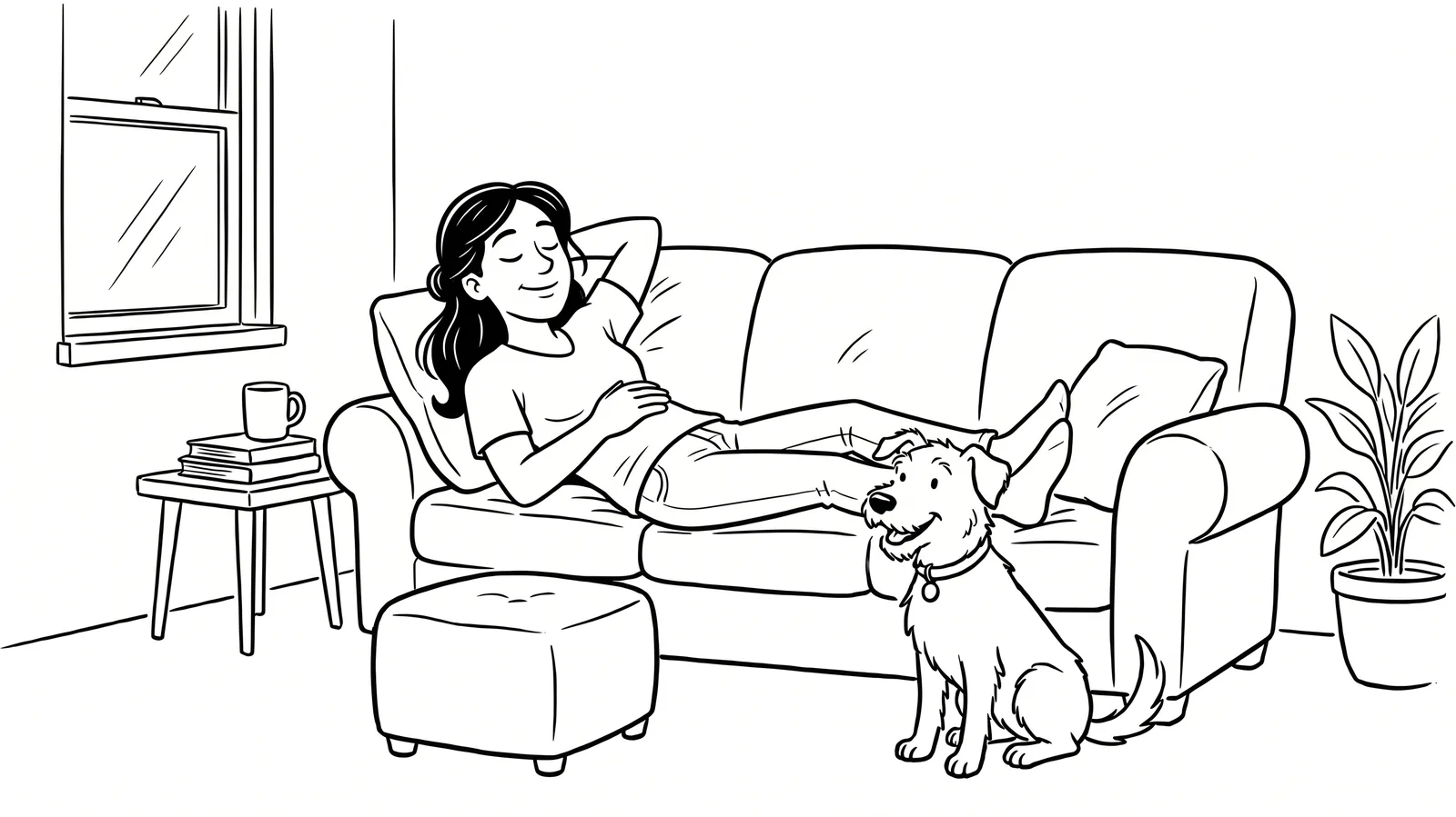 Relaxing on the couch with the dog after finalising things